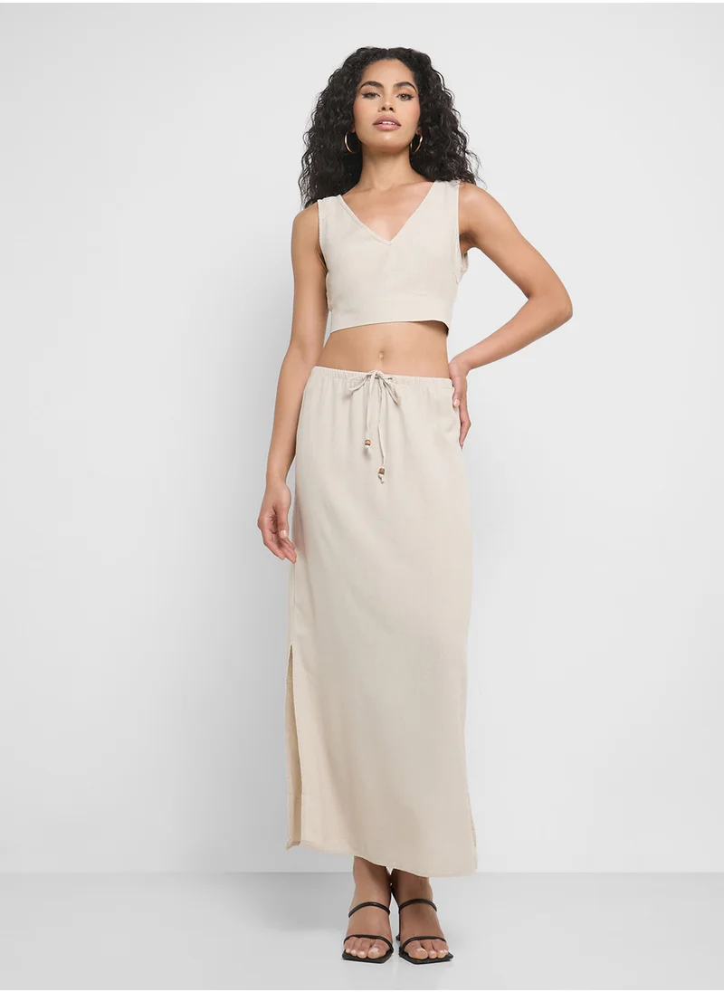 فيرو مودا High Waist Slited Long Skirt