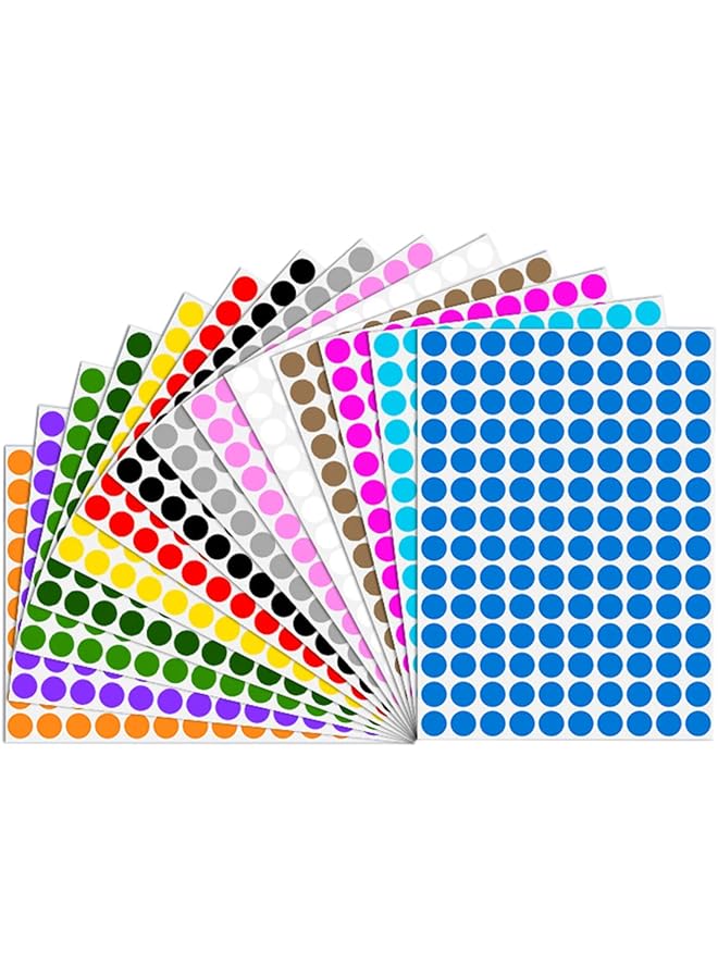 إي سي في في ملصقات منقطة ملونة مستديرة ملصقات ذاتية اللصق لتلوين العلامات وتنظيم ملصقات منقطة دائرية ملصقات ترميز 20 ورقة متعدد الألوان - Image 1