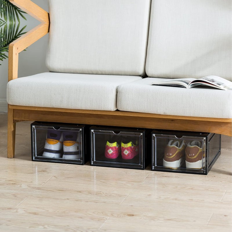 Xtore Space Saving Plastic Shoe Organizer (Pack of 3, Black) - Image 3