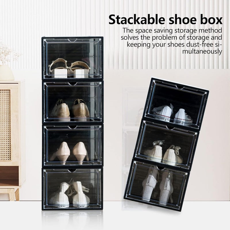 Xtore Space Saving Plastic Shoe Organizer (Pack of 3, Black) - Image 2