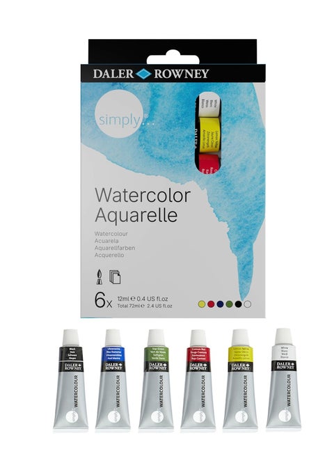 6-Piece Simply Watercolor Paint Tube Set 12ml Content