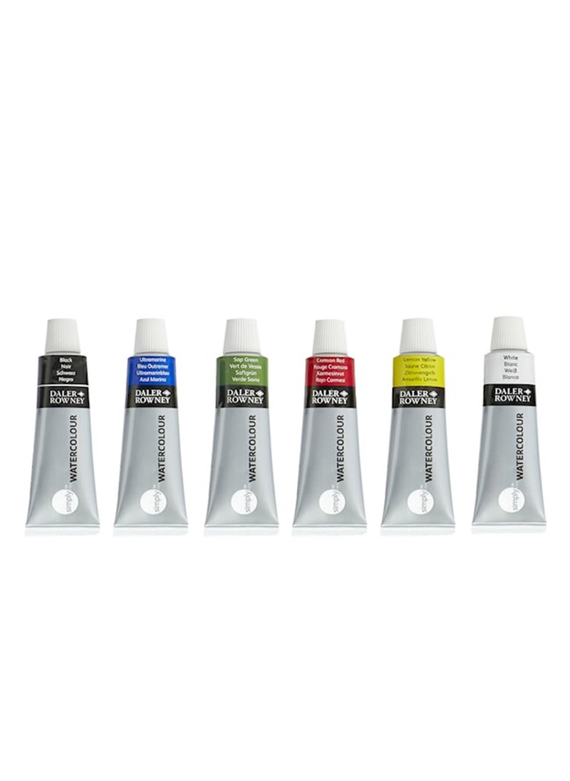 Daler Rowney 6-Piece Simply Watercolor Paint Tube Set 12ml Content  - Image 2