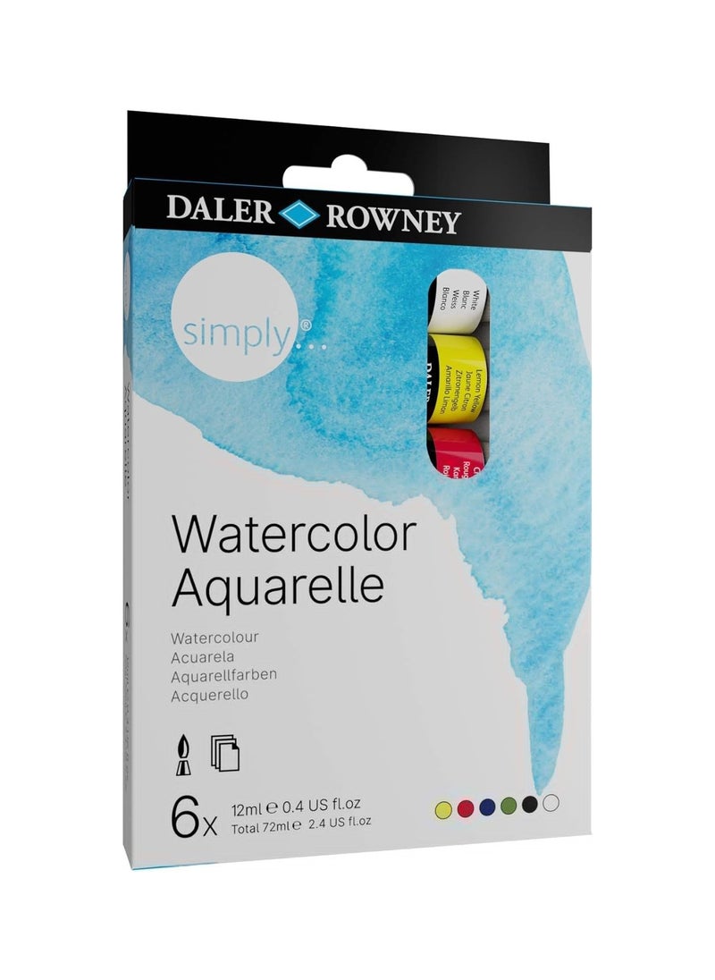 Daler Rowney 6-Piece Simply Watercolor Paint Tube Set 12ml Content  - Image 3