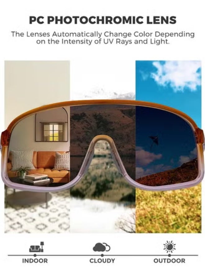 روكبروز نظارات شمسية ROCKBROS فوتوكروميك للرجال والنساء، نظارات ركوب الدراجات، حماية من الأشعة فوق البنفسجية، نظارات شمسية رياضية - Image 3