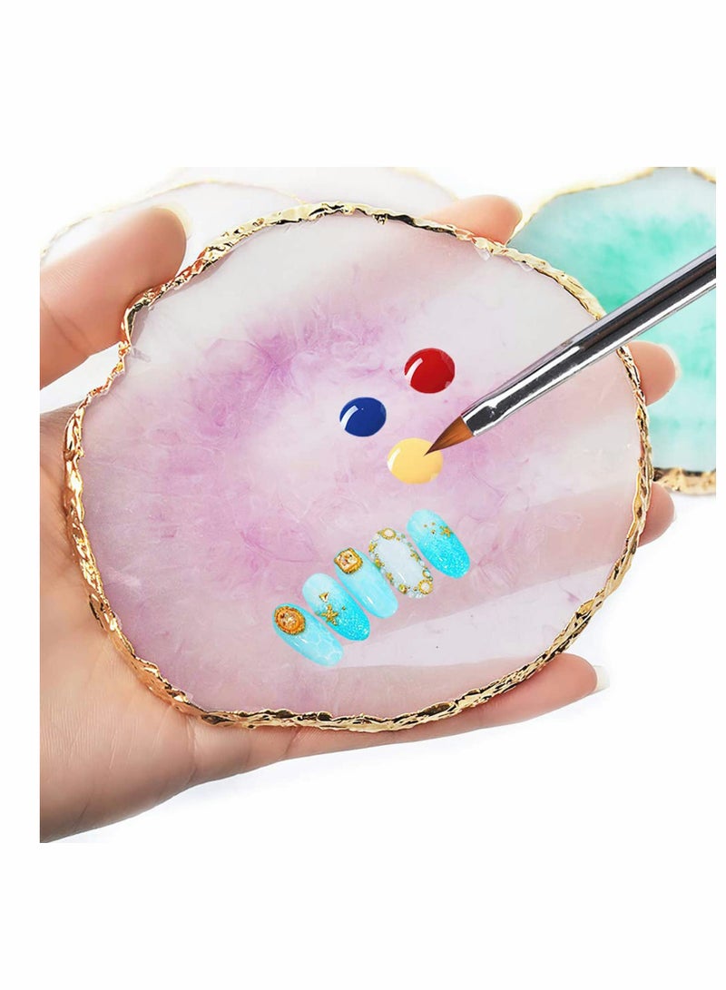 Excefore Nail Art Tool Set, Resin Palette Nail Art Painting Mixed Color 2 Way Acrylic Silicone Carving Pen Dotting Pen Tool Manicure Kit DIY Makeup Display Board for Home Salon - Image 5