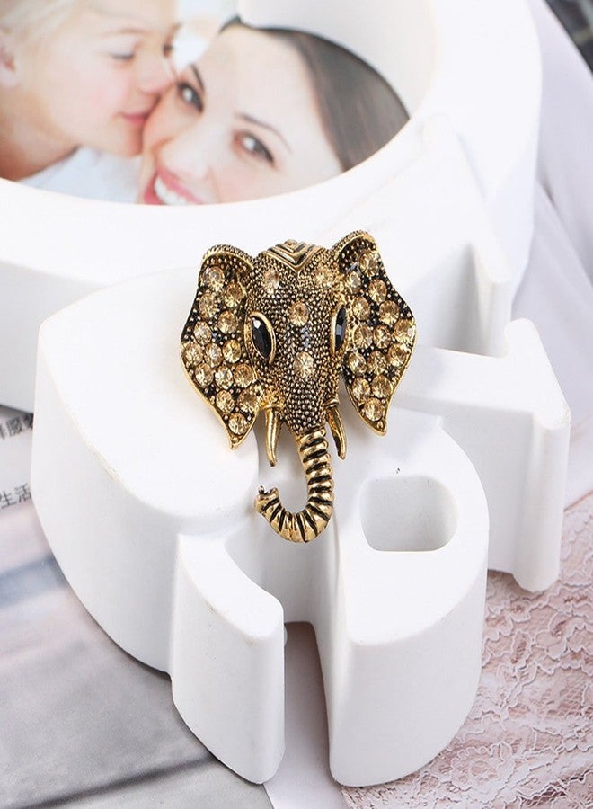 MINGHUA Retro Crystal Elephant Corsage Brooches for Women Dress Accessories - Image 2