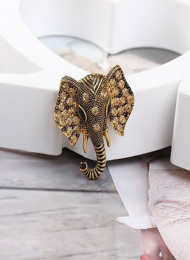 MINGHUA Retro Crystal Elephant Corsage Brooches for Women Dress Accessories - Image 3