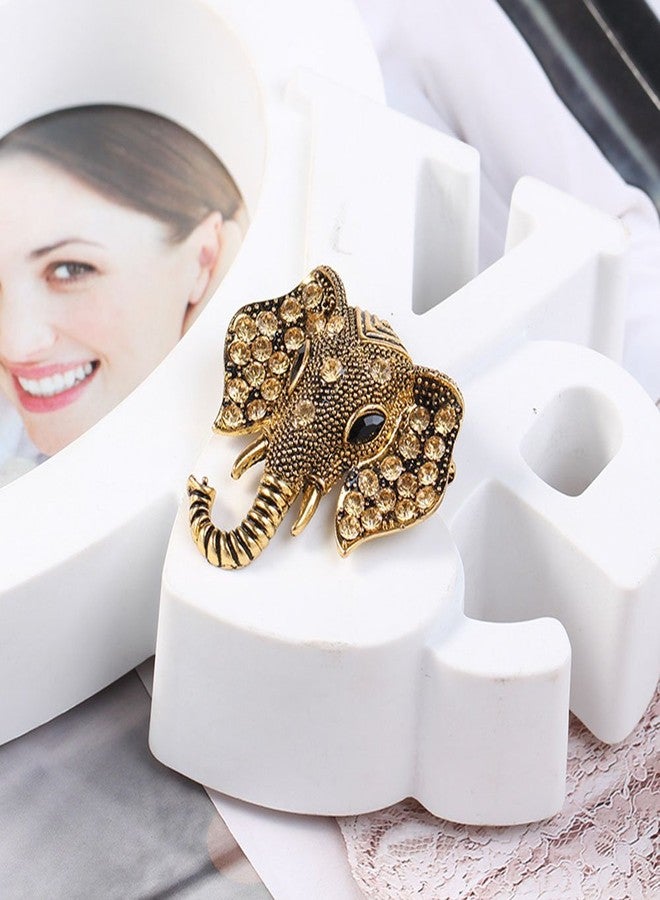 MINGHUA Retro Crystal Elephant Corsage Brooches for Women Dress Accessories - Image 4