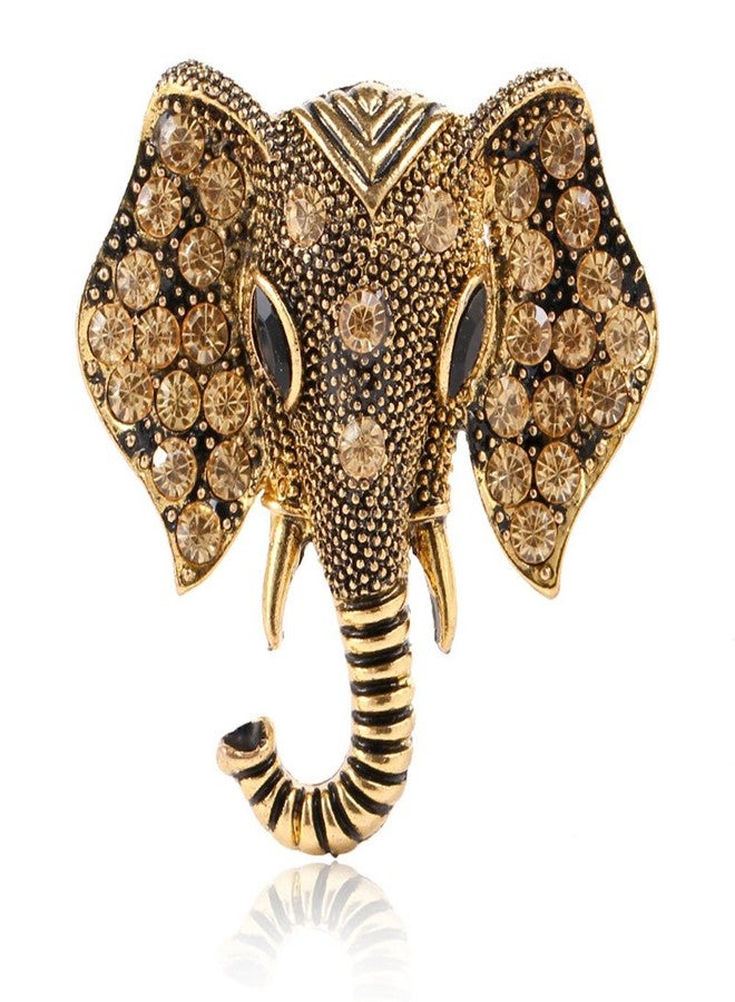 MINGHUA Retro Crystal Elephant Corsage Brooches for Women Dress Accessories - Image 1