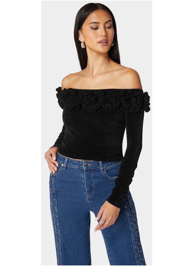 bebe Off Shoulder Ruffle Detail Sweater  - Image 2