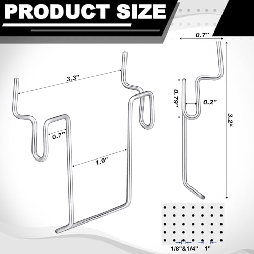 Tandefio 24 Pcs Pegboard Bin Hooks Metal U Hook Heavy Duty Peg Board Hangers for Hanging Tool Display Organizer Accessories for 18 Inch and 14 Inch Pegboard or Slatwall Room Office Kitchen Workshop - Image 3