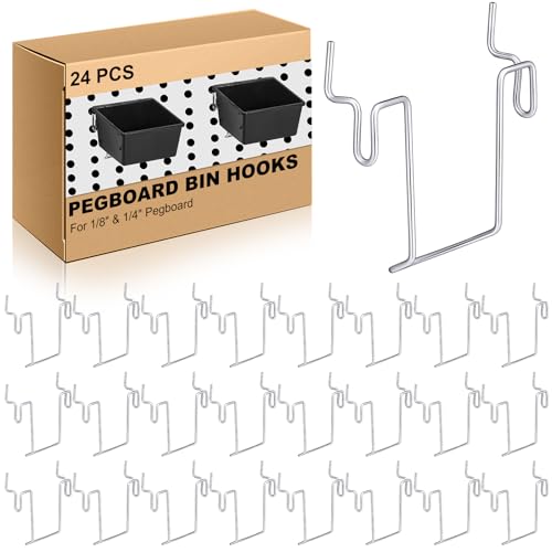 Tandefio 24 Pcs Pegboard Bin Hooks Metal U Hook Heavy Duty Peg Board Hangers for Hanging Tool Display Organizer Accessories for 18 Inch and 14 Inch Pegboard or Slatwall Room Office Kitchen Workshop - Image 1