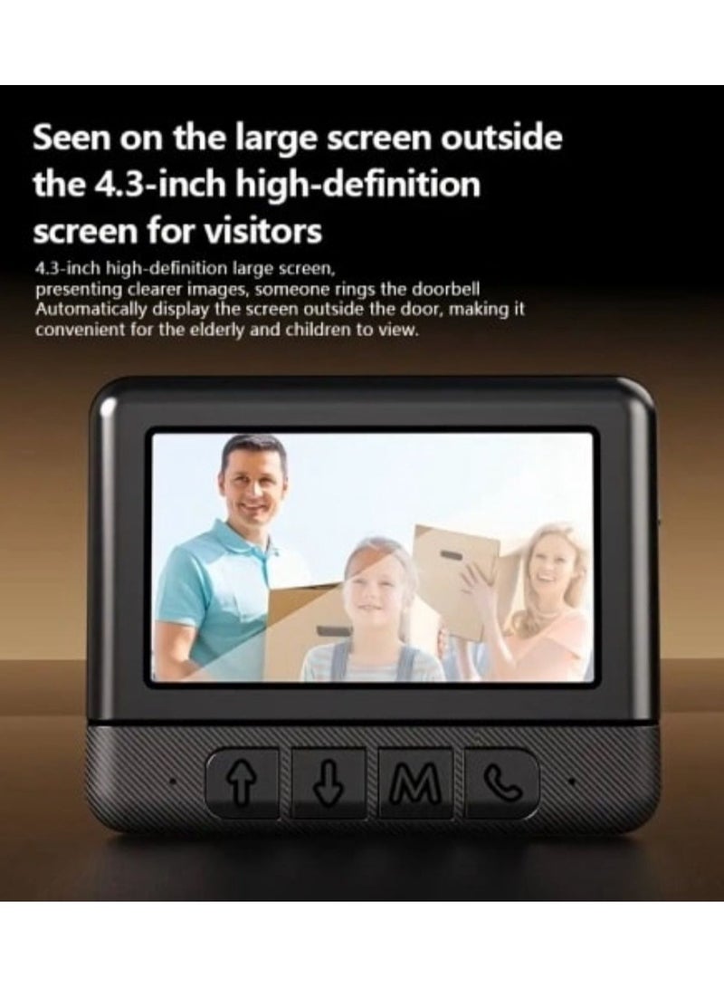 Video Doorbell with Monitor - Wireless Intercom Camera, Two-Way Audio, TF Card Slot, Night Vision, Button Control, Wall Mount (Not Waterproof) - Image 4