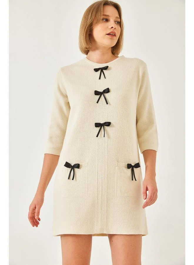 جينجر Bow Detail A Line Dress