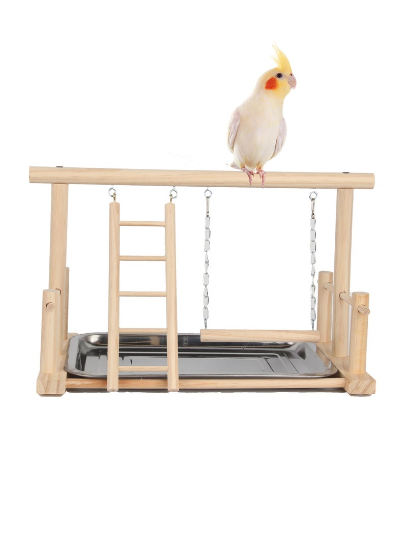 Small and medium sized parrot desktop stand bird toys wooden parrot bird playground frosted stand toys - Image 1