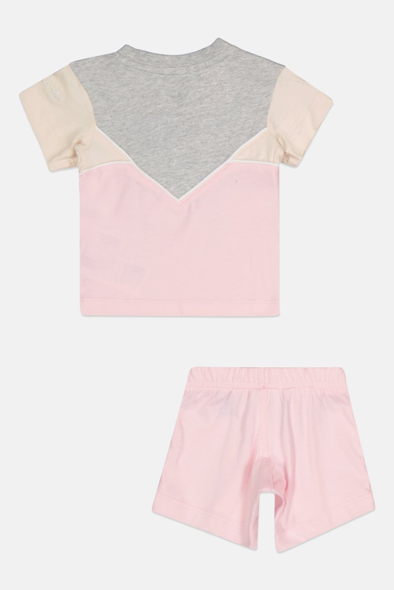 adidas Originals Toddlers Girl 2 Pieces Brand Logo T-Shirt And Short Set, Multicolor - Image 2