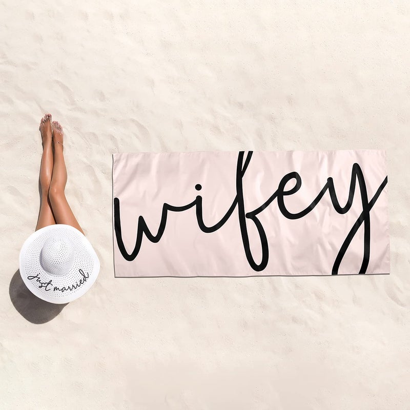Santa Barbara Design Studio Beach Towels - Quick Dry Microfiber Oversized Towel Bath Sheet, 78" x 35", Wifey - Image 5