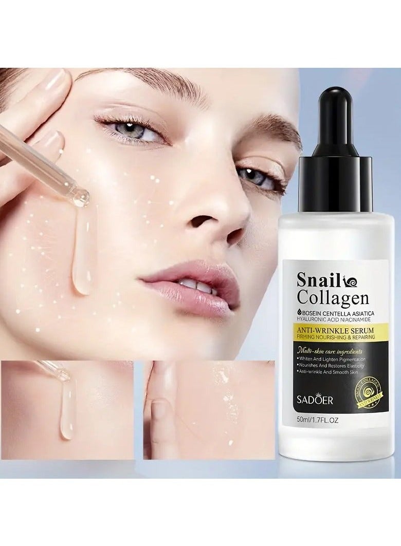 SADOER Snail Collagen Anti-Wrinkle Serum, 50ml - Hydrating & Firming Facial Essence for Soft, Smooth Skin | Reduces Dryness & Ages You Less - Image 2