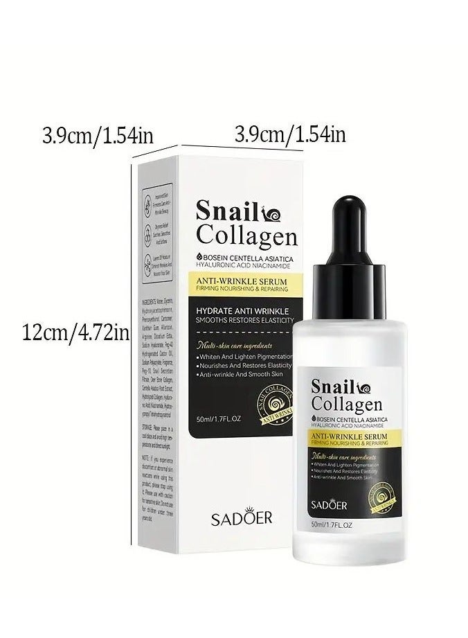 SADOER Snail Collagen Anti-Wrinkle Serum, 50ml - Hydrating & Firming Facial Essence for Soft, Smooth Skin | Reduces Dryness & Ages You Less - Image 4