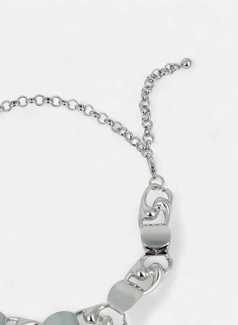 Sohi  Women The SwirlBlock-Link Chain Necklace | Metallic  Colour | One-Size | Metallic Alloy Material | Lobster Clasp Closure | Necklace For Casual & Evening Wear for Women | Best Price UAE
