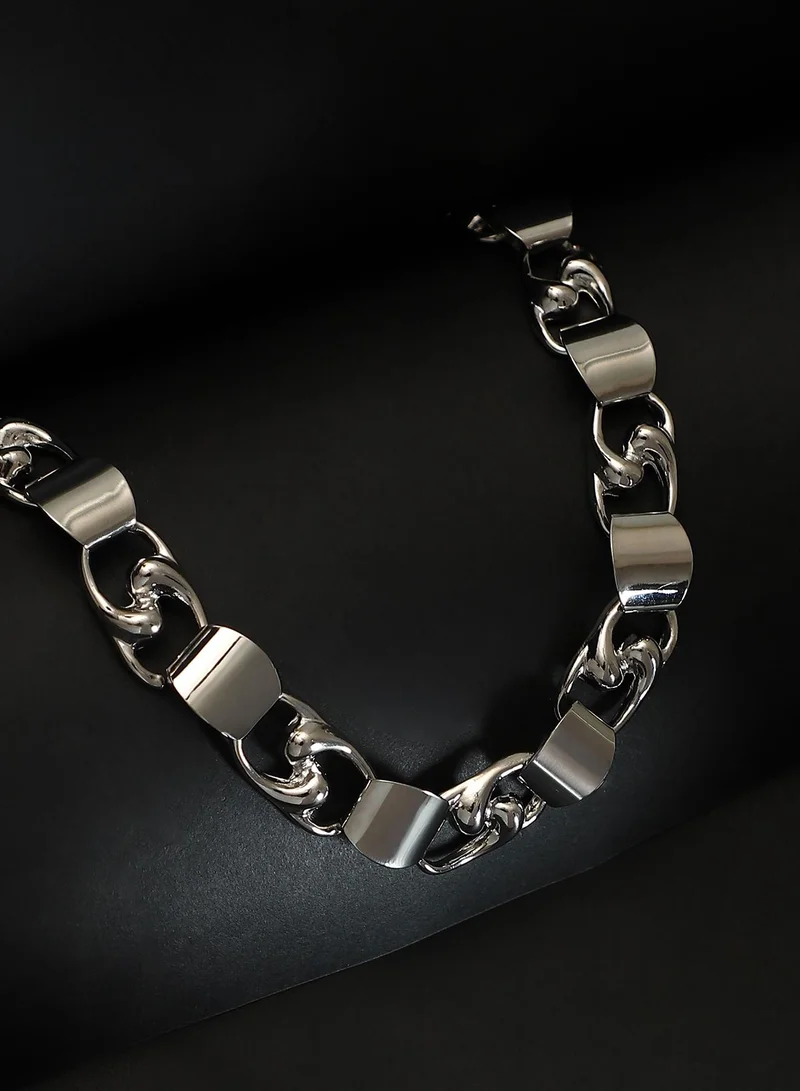 SOHI Women The SwirlBlock-Link Chain Necklace | Metallic  Colour | One-Size | Metallic Alloy Material | Lobster Clasp Closure | Necklace For Casual & Evening Wear
