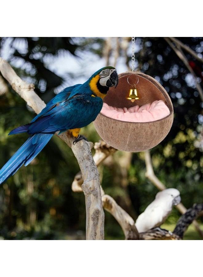 إيلوفهابرتي 1 مجموعة من حصائر عش الطيور المصنوعة من قشرة جوز الهند للتعليق، أسرة الطيور وأعشاش الطيور للأقفاص، إكسسوارات الببغاوات، أسرة الطيور الواقعية لأقفاص الطيور، إكسسوارات أسرة الببغاوات المعلقة من القطيفة - وردي - Image 4