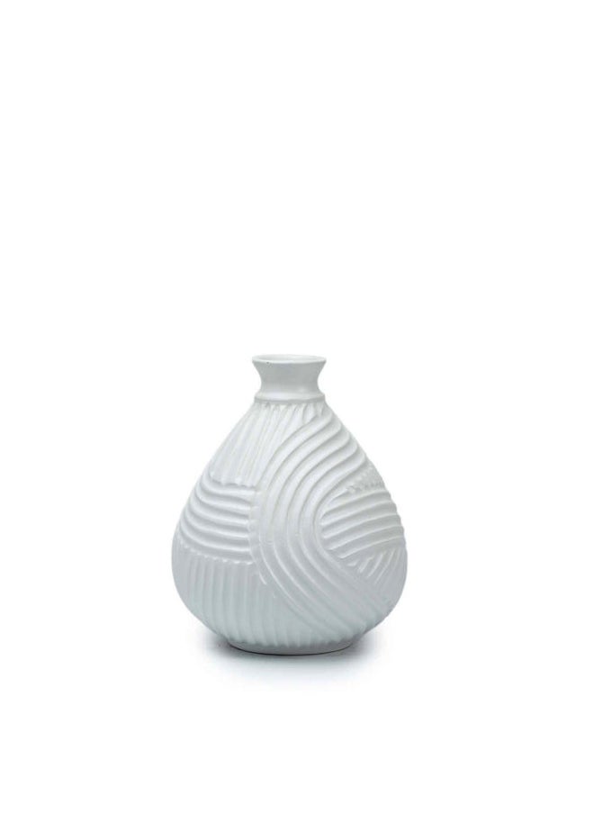 Balkans - Handmade Pottery Vase Indoor, H 23 cm - White - Image 1