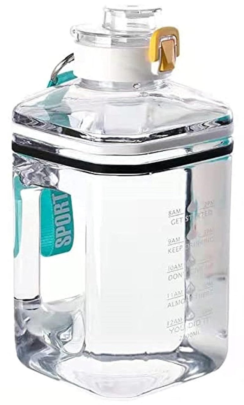 RIANZ Polypropylene Motivational Sports 2.2L Gallon Water Bottle, Bpa Free Double Leak Protection, Large Capacity (Transparent White) - Image 1