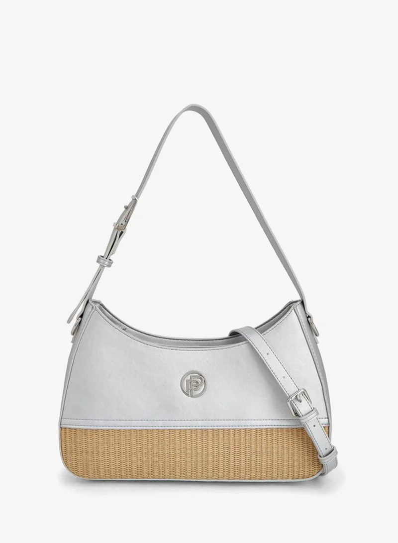 ببرمنة Textured Shoulder Bag With Zip Closure