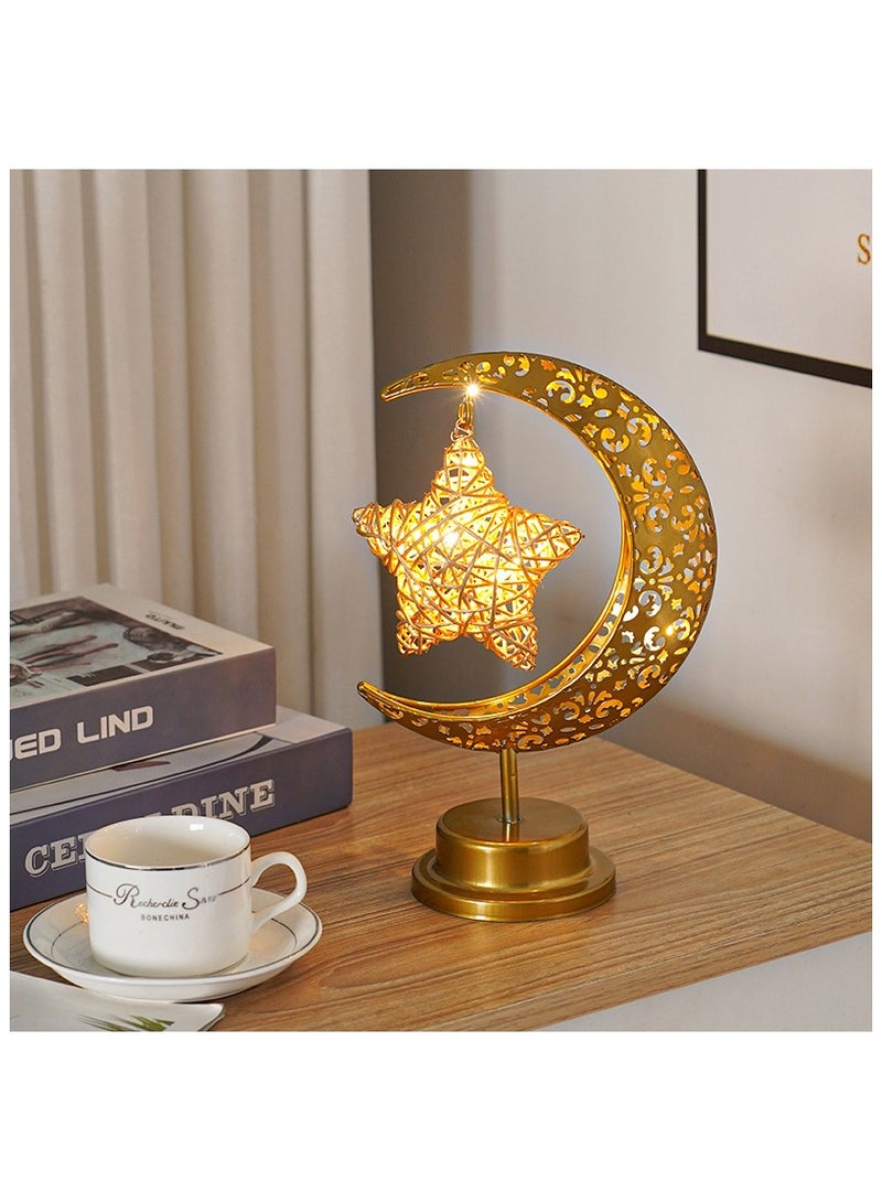 ستار قمر طاولة المصباح, مهرجان مصباح ديكور, ديكور المنزل أدى مصباح طاولة ديكور, غرفة النوم طاولة الطعام المصباح, ضوء الليل, دافئ أبيض - Image 2