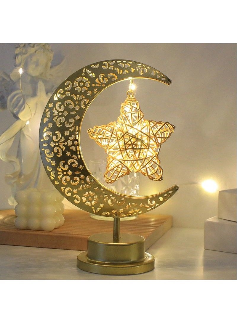 ستار قمر طاولة المصباح, مهرجان مصباح ديكور, ديكور المنزل أدى مصباح طاولة ديكور, غرفة النوم طاولة الطعام المصباح, ضوء الليل, دافئ أبيض - Image 4
