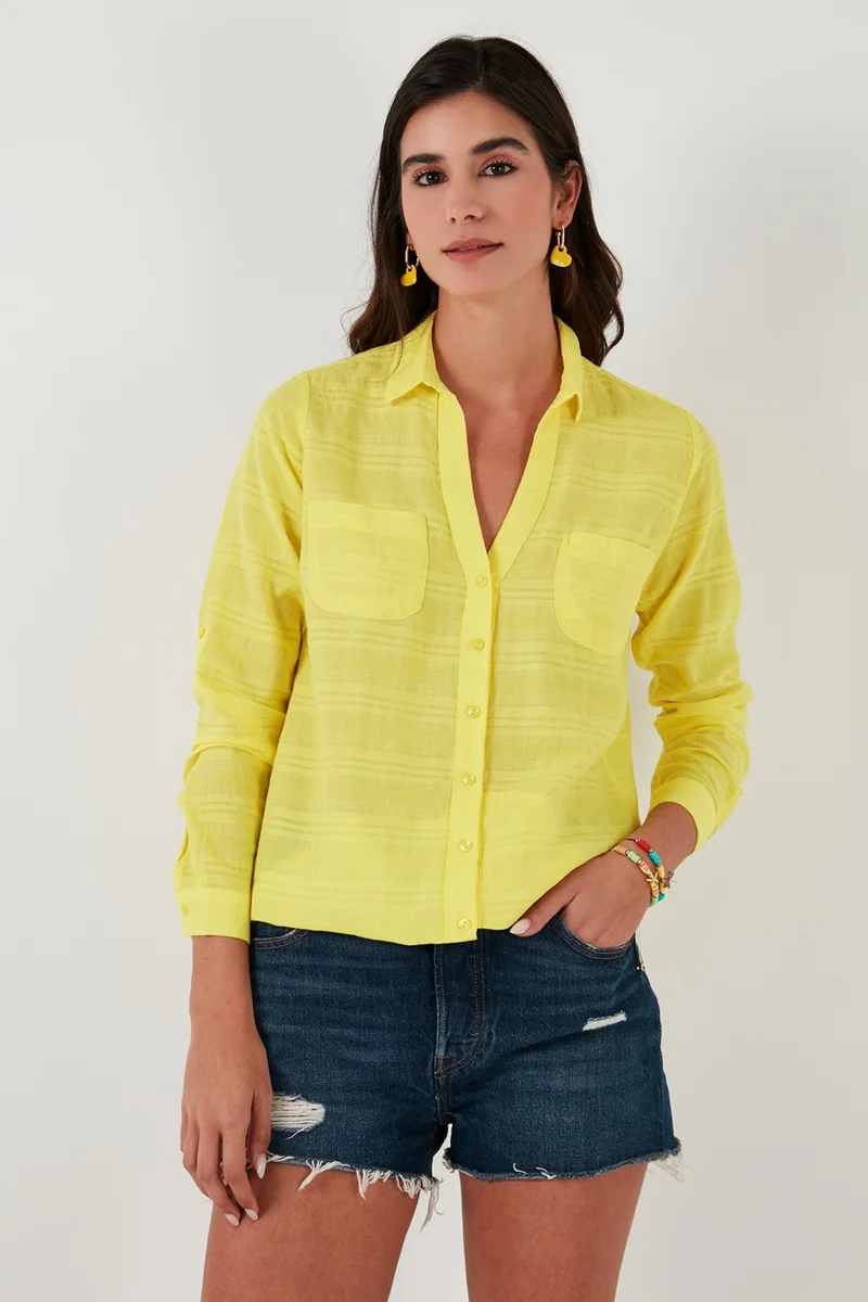 Lela Cotton Double Pocket Long Sleeve Shirt Women's Shirt 51425753