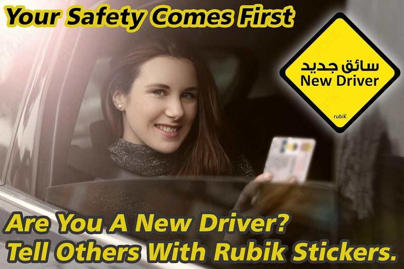 Rubik Magnetic New Driver Car Sign Sticker English Arabic, Reflective Removable and Reusable for Car SUV Van Drivers (12cm x 12cm) Local market compliant trusted quality - Image 5