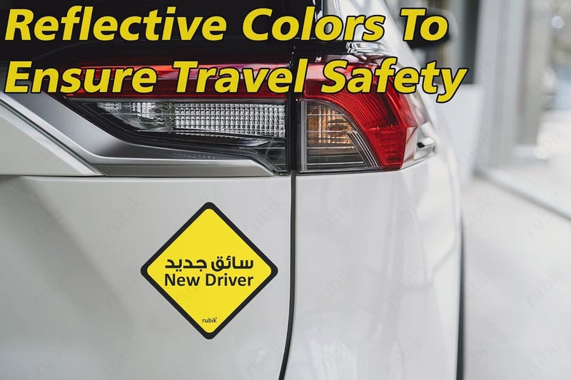 Rubik Magnetic New Driver Car Sign Sticker English Arabic, Reflective Removable and Reusable for Car SUV Van Drivers (12cm x 12cm) Local market compliant trusted quality - Image 2