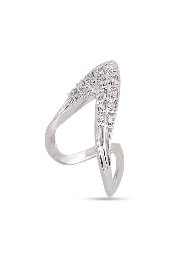ZEELLO Curved Design with Cubic Zirconia Stones, Contemporary Style | Vanki Rings for Women & Girls |Stylish Classy Rings for Women - Image 1