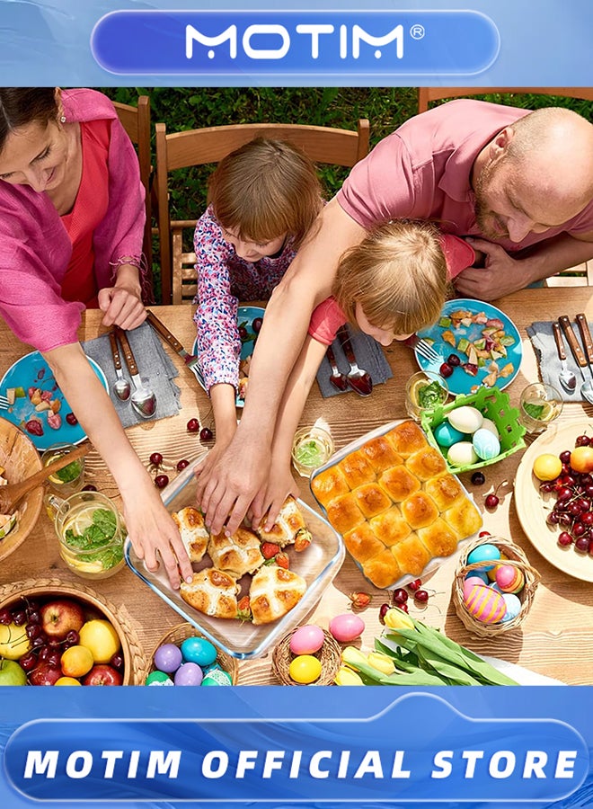 Motim Baking Tray Glass 2PCS Set with 1.1L (Small Size) & 1.8L (Medium Size) Square Baking Pan Glass Baking Dish Baking Set for Gift Baking - Image 5