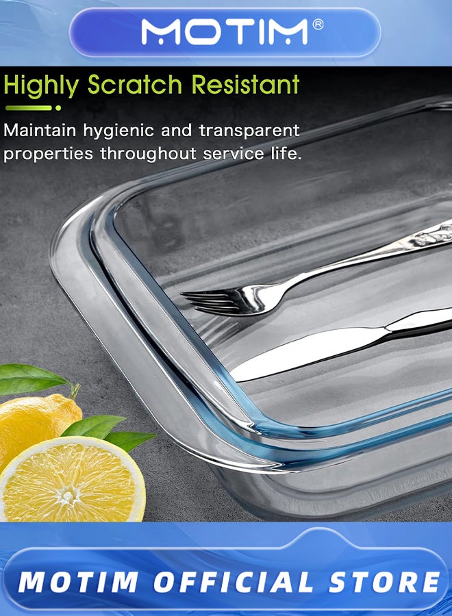 Motim Baking Tray Glass 2PCS Set with 1.1L (Small Size) & 1.8L (Medium Size) Square Baking Pan Glass Baking Dish Baking Set for Gift Baking - Image 3