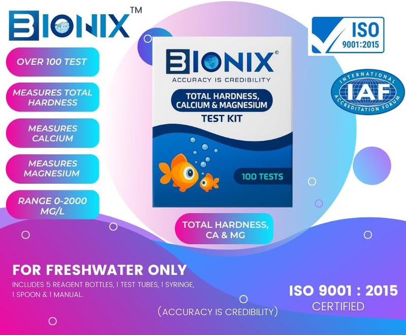 Bionix Total Hardness Test Kit | Measures Calcium and Magnesium Hardness | 100 Test. - Image 2