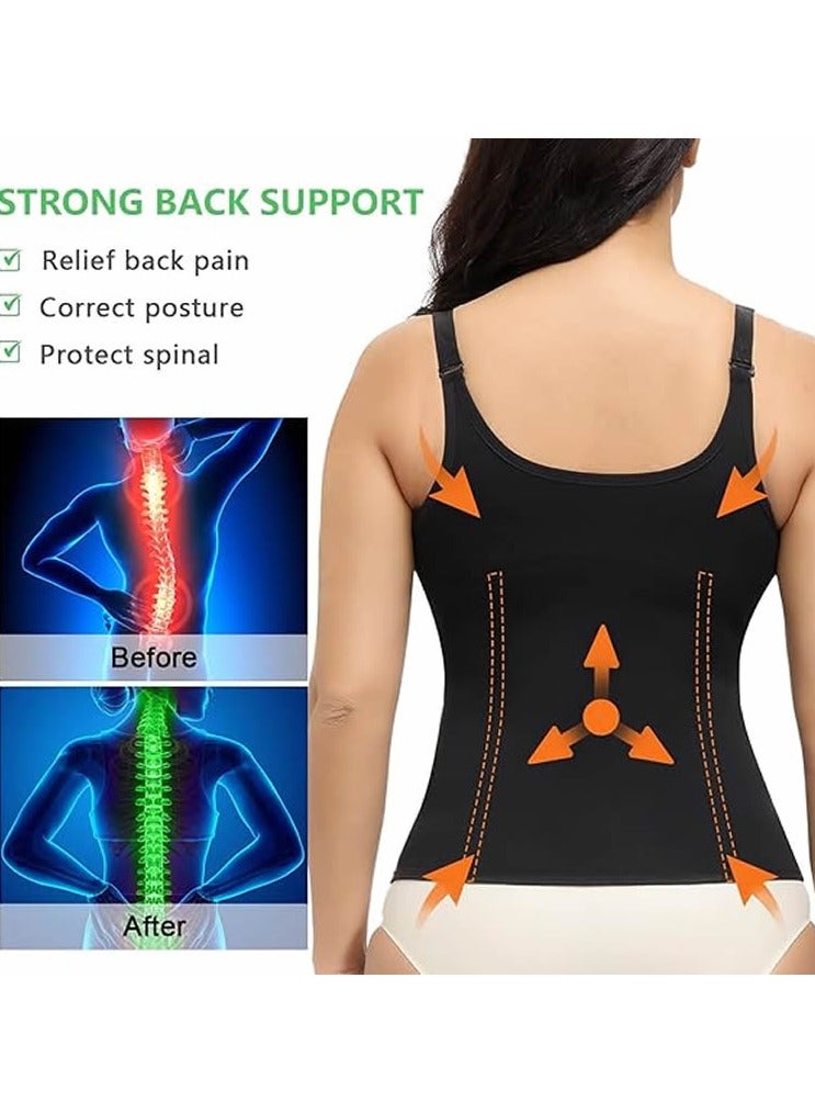 Waist Trainer Vest for Women,Zipper Corset Body Shaper for Tummy Control Neoprene Cincher Tank Top with Straps - Image 2