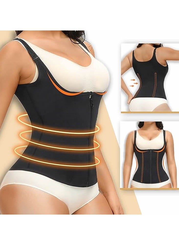 Waist Trainer Vest for Women,Zipper Corset Body Shaper for Tummy Control Neoprene Cincher Tank Top with Straps - Image 3