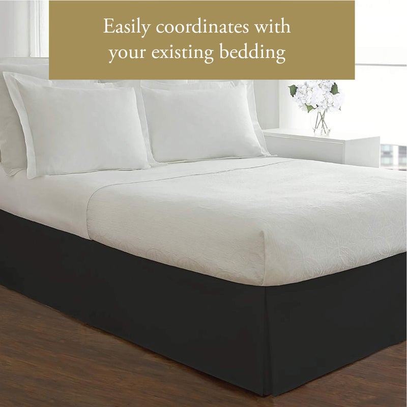 Levinsohn Luxury Hotel Tailored Bed Skirt, Box Pleats, 14 Inch Drop, King, Black - Image 4