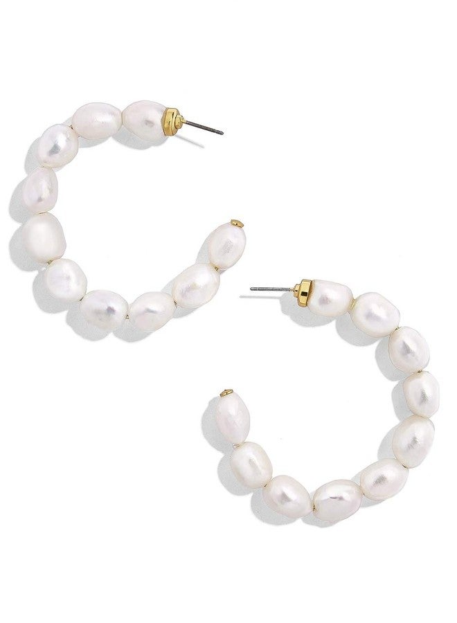 HH MUSE FRESHWATER PEARL LARGE HOOP EARRINGS - Image 1