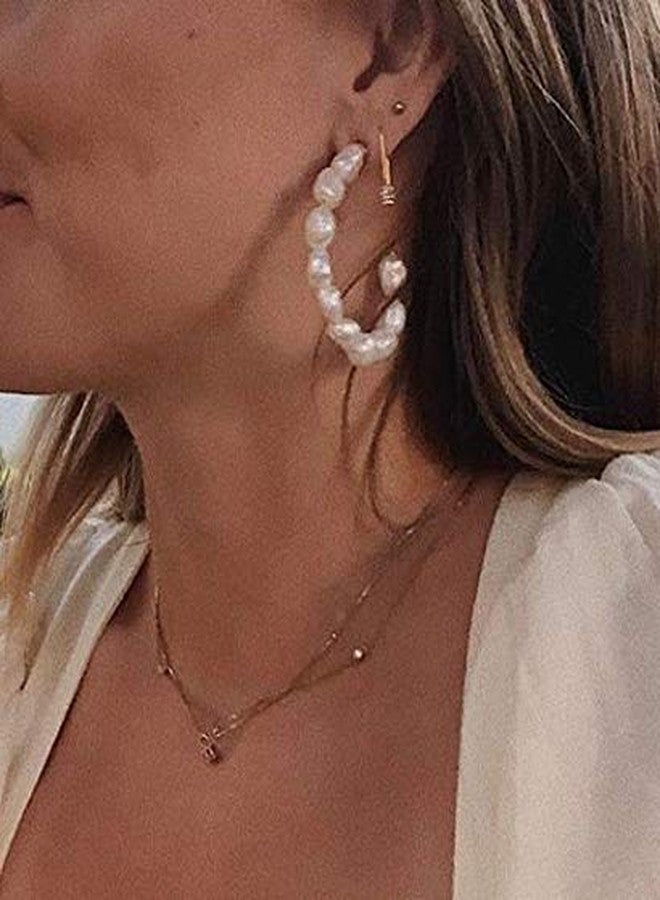 HH MUSE FRESHWATER PEARL LARGE HOOP EARRINGS - Image 3