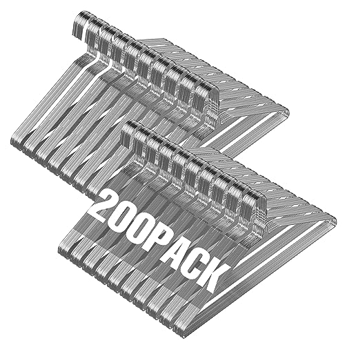 SPECILITE Wire Metal Clothes Hangers Bulk 200 Pack for Standard Size Suits, Coats, Shirts, Pants, Skirts, Space Saving, Non Slip,16 Inch 12 Gauge Ultra Thin, Silver - Image 1