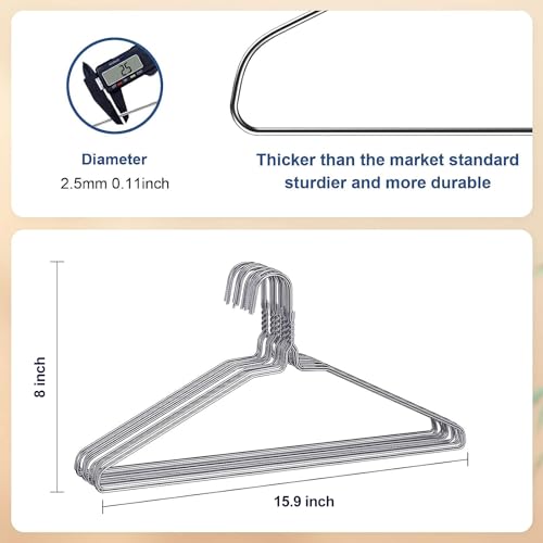 SPECILITE Wire Metal Clothes Hangers Bulk 200 Pack for Standard Size Suits, Coats, Shirts, Pants, Skirts, Space Saving, Non Slip,16 Inch 12 Gauge Ultra Thin, Silver - Image 2