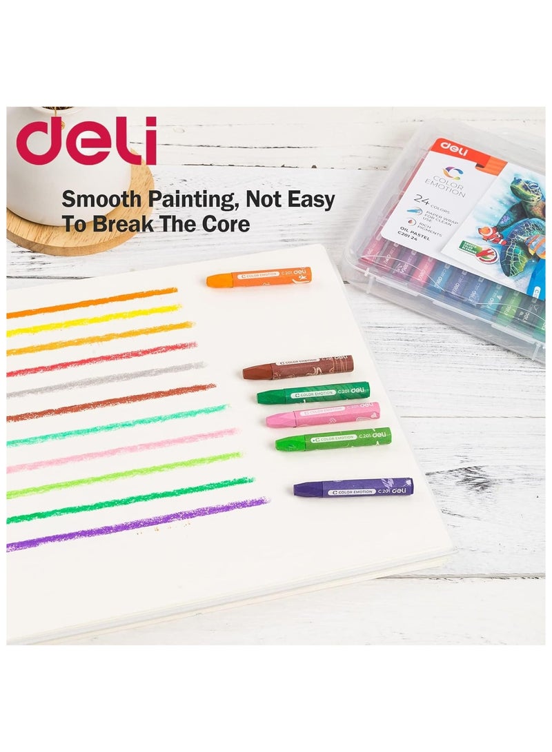 Deli 24-Piece Oil Pastels In Plastic Box - Image 3