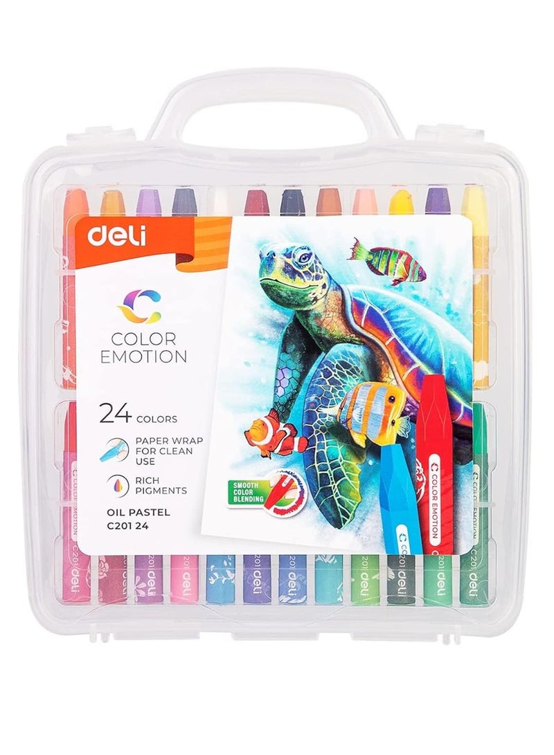 Deli 24-Piece Oil Pastels In Plastic Box - Image 1