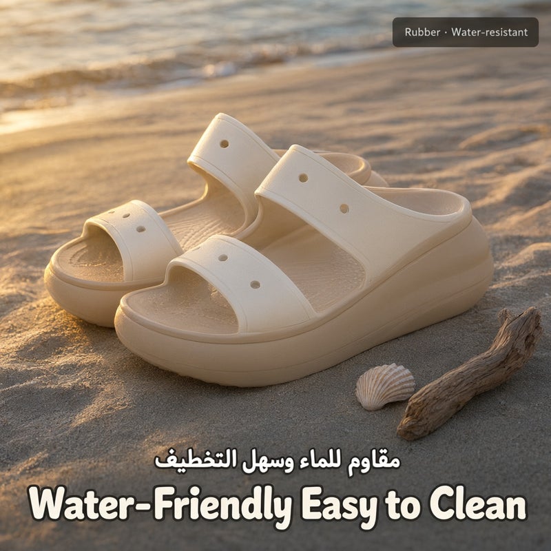 Women Summer Platform Sandals Lightweight Double Strap Beach Slippers - Image 5