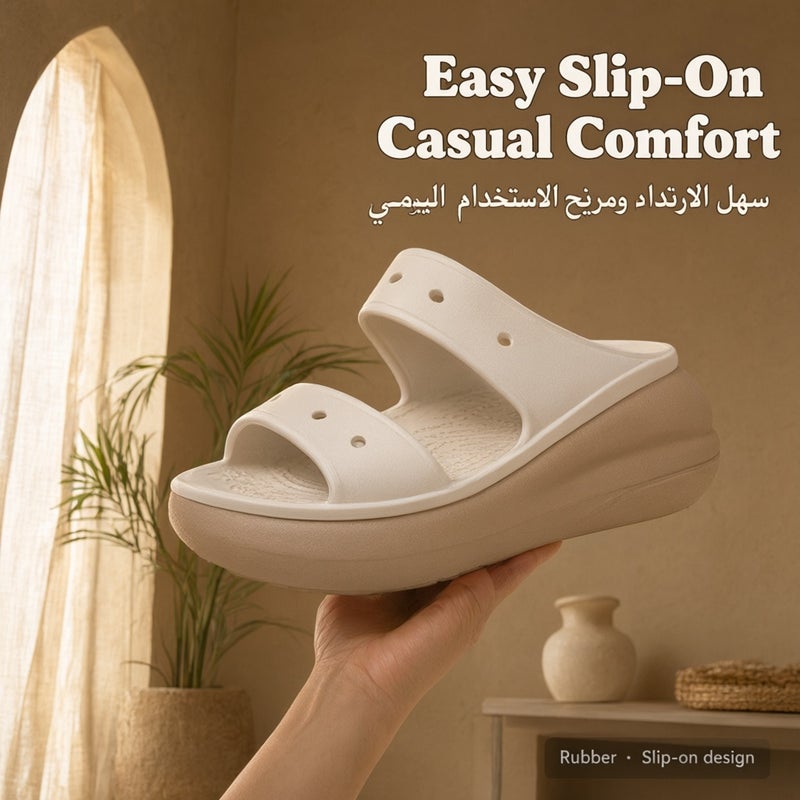 Women Summer Platform Sandals Lightweight Double Strap Beach Slippers - Image 4