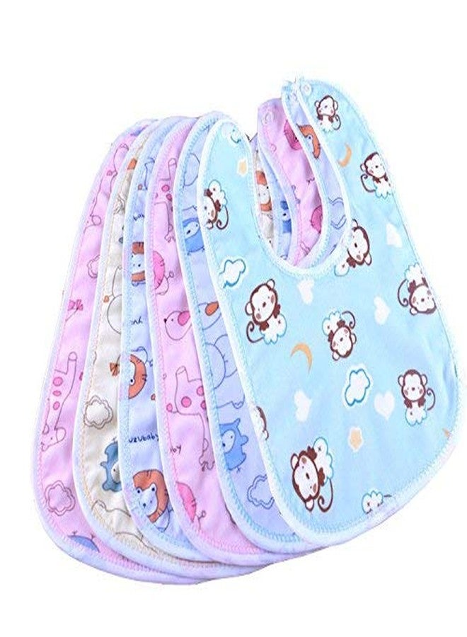 FOK 10 Pc Cotton Washable Absorbent Stylish Printed Baby Bib - Random Color - Image 2